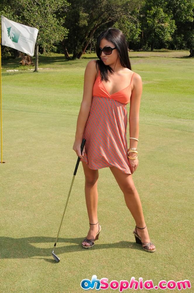 Pictures of teen babe Oh Sophia flashing on the golf course #53828677