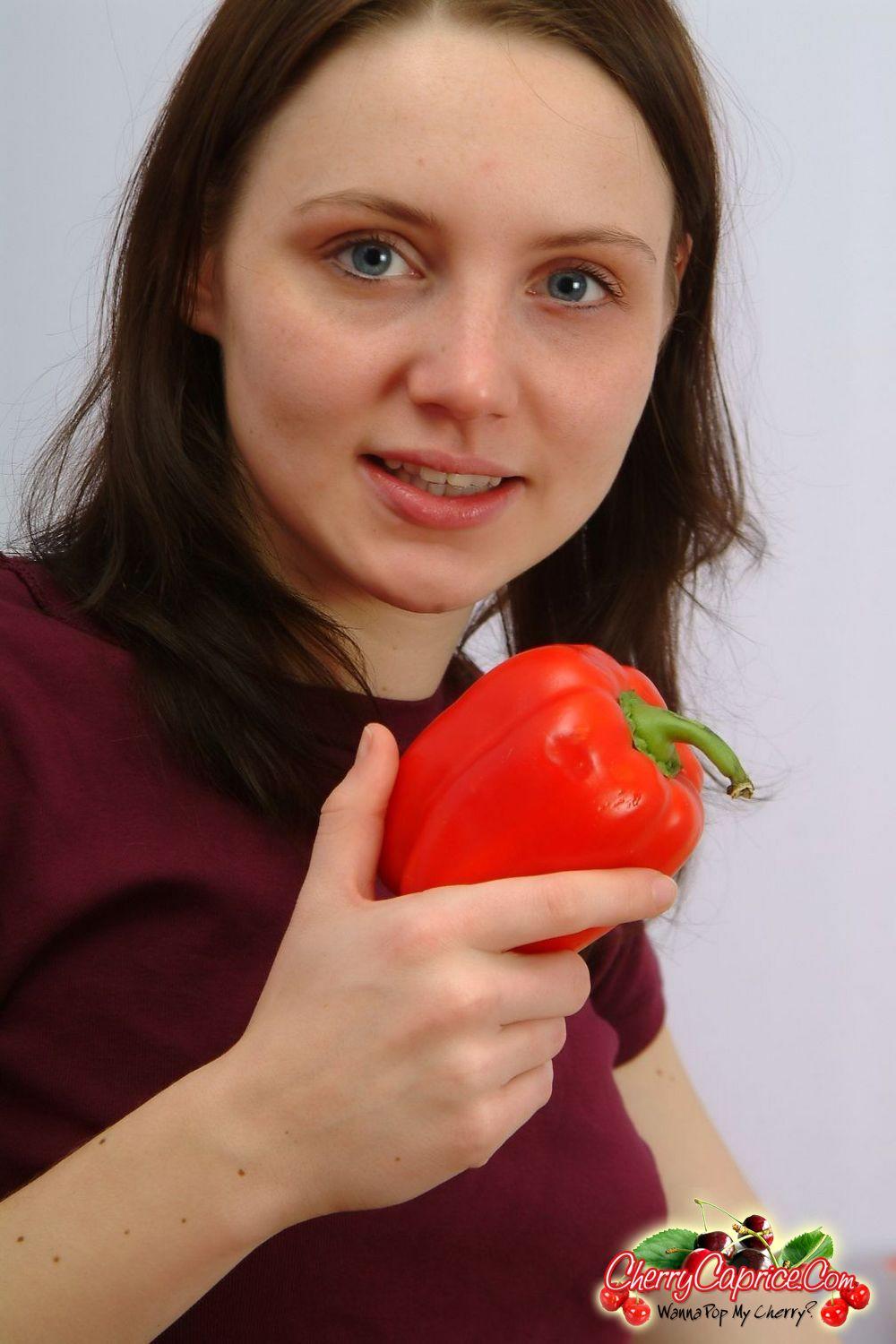 Pictures of Cherry Caprice eating a pepper #53774196