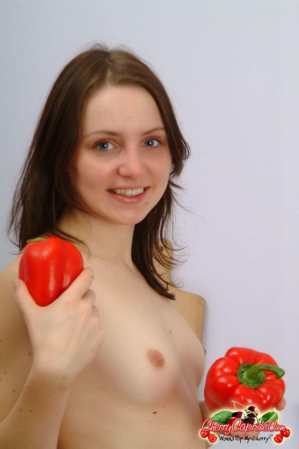 Pictures of Cherry Caprice eating a pepper #53774481