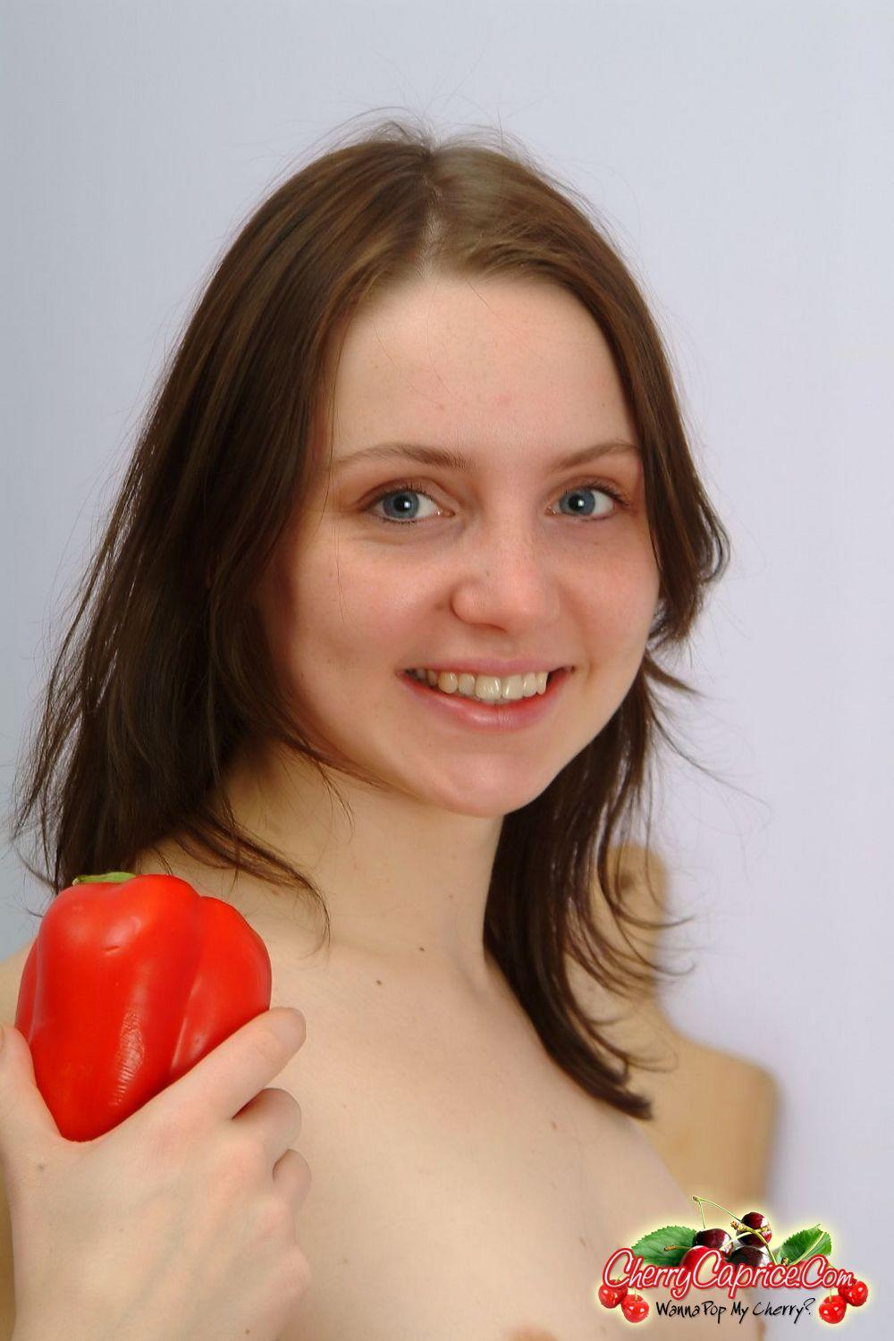 Pictures of Cherry Caprice eating a pepper #53774516