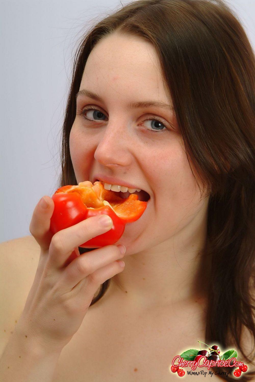 Pictures of Cherry Caprice eating a pepper #53774846