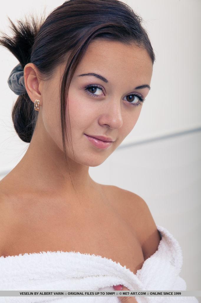 Brunette teen Veselin gets all wet for you in the bath #60139678