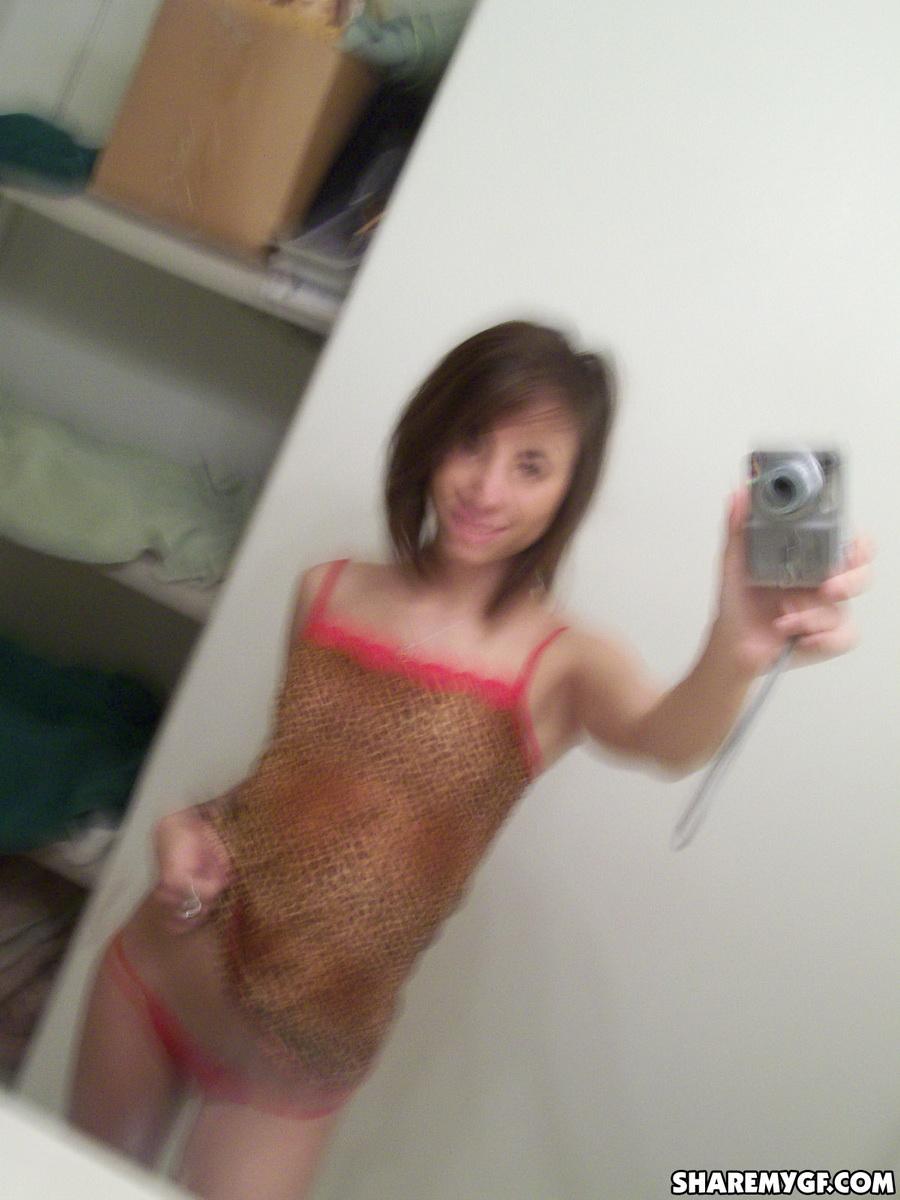 Brunette teen takes selfies of her hot body in the bathroom #59869685