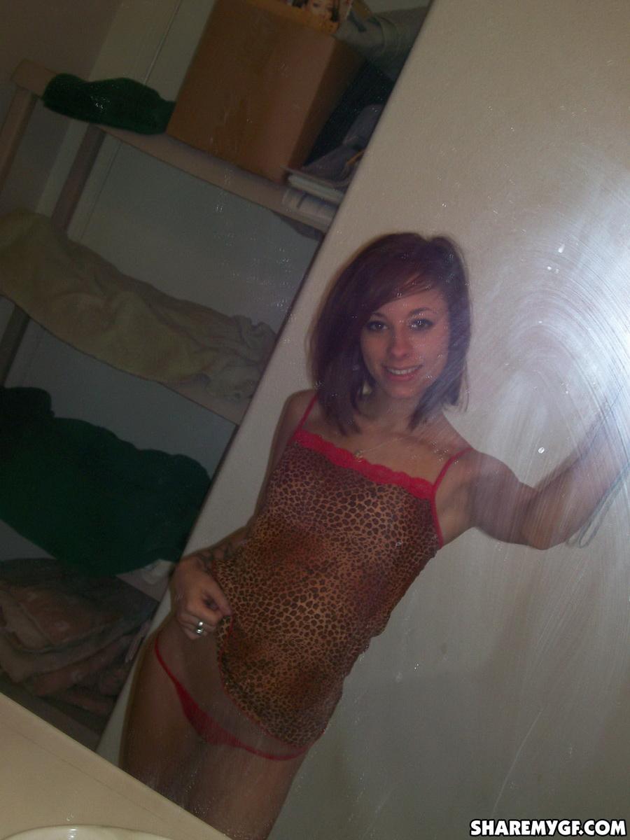 Brunette teen takes selfies of her hot body in the bathroom #59869690