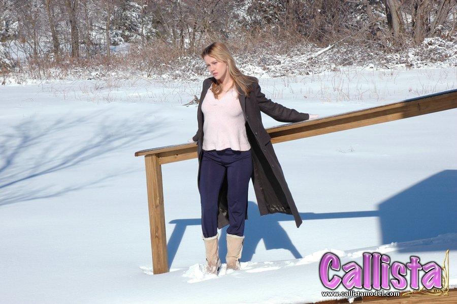 Pictures of teen girl Callista Model freezing her tits off #53613339