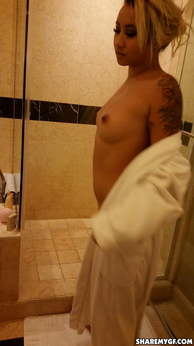 Tattooed Asian GF takes some hot pics of herself in the shower #60788125