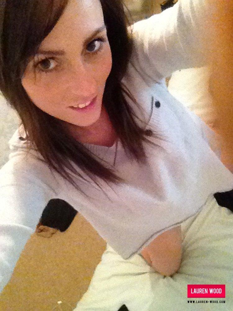 Lauren Wood strips off her gray top and lingerie #58855802