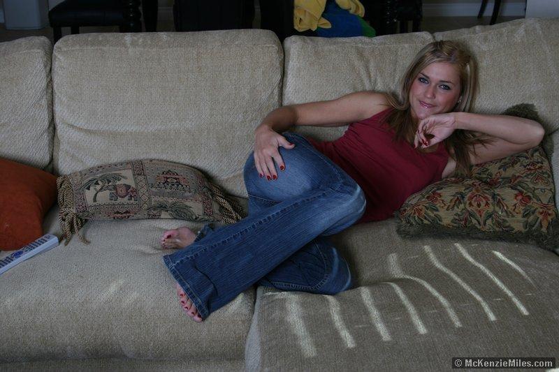 Screencaps of teen amateur McKenzie Miles sliding down her jeans so you can get #59444550