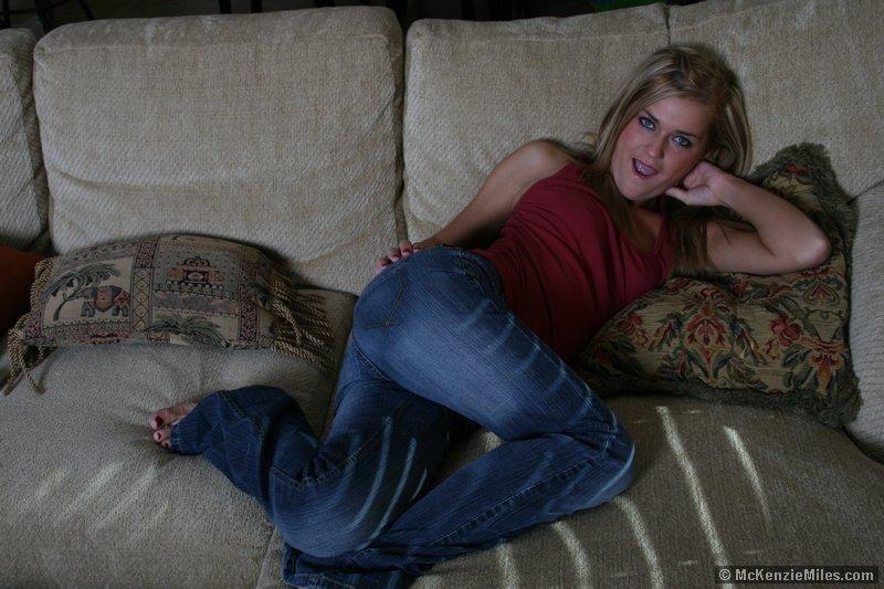 Screencaps of teen amateur McKenzie Miles sliding down her jeans so you can get #59444590