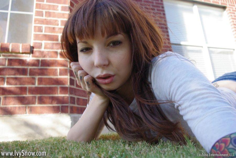 Pictures of Ivy Snow flashing in the back yard #55008992