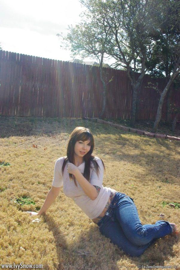 Pictures of Ivy Snow flashing in the back yard #55009280
