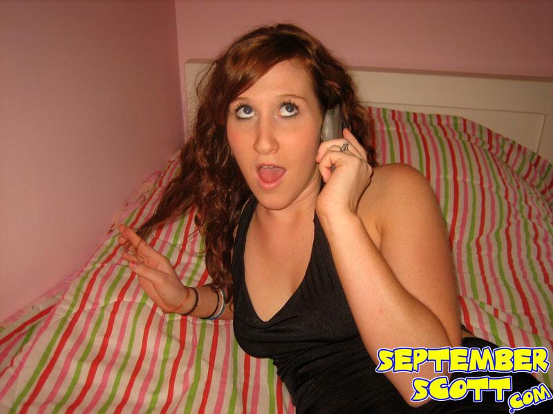 Pictures of September Scott having phone sex in her bedroom #59949127