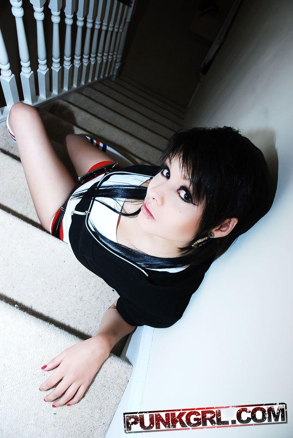 Pictures of punk teen Kitten teasing you on the stairs #58759573