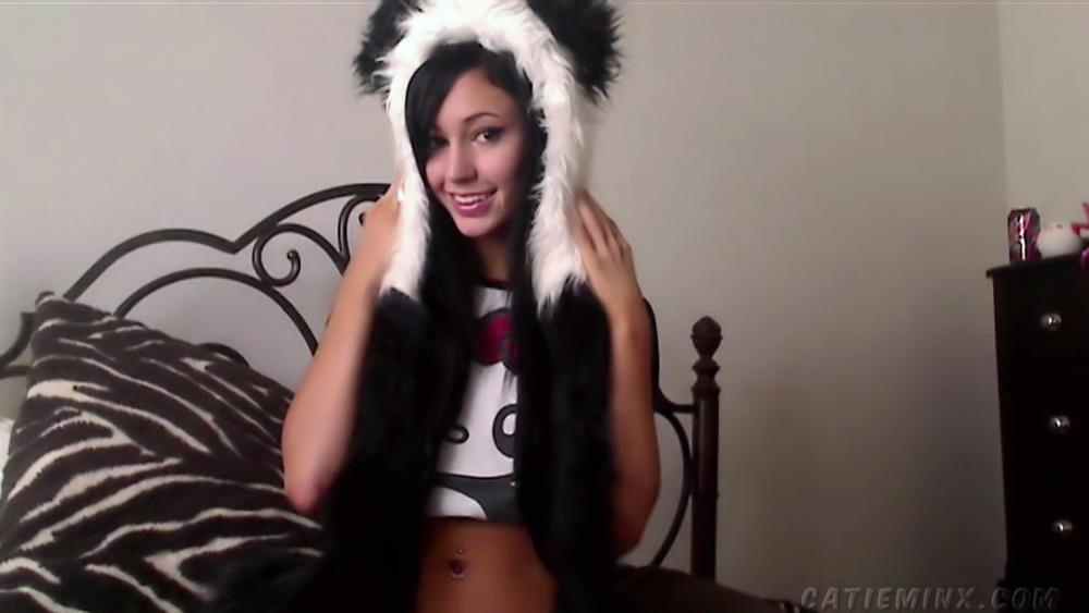 Freaky Catie Minx is a bad little panda bear finger banging herself to orgasm #53722994