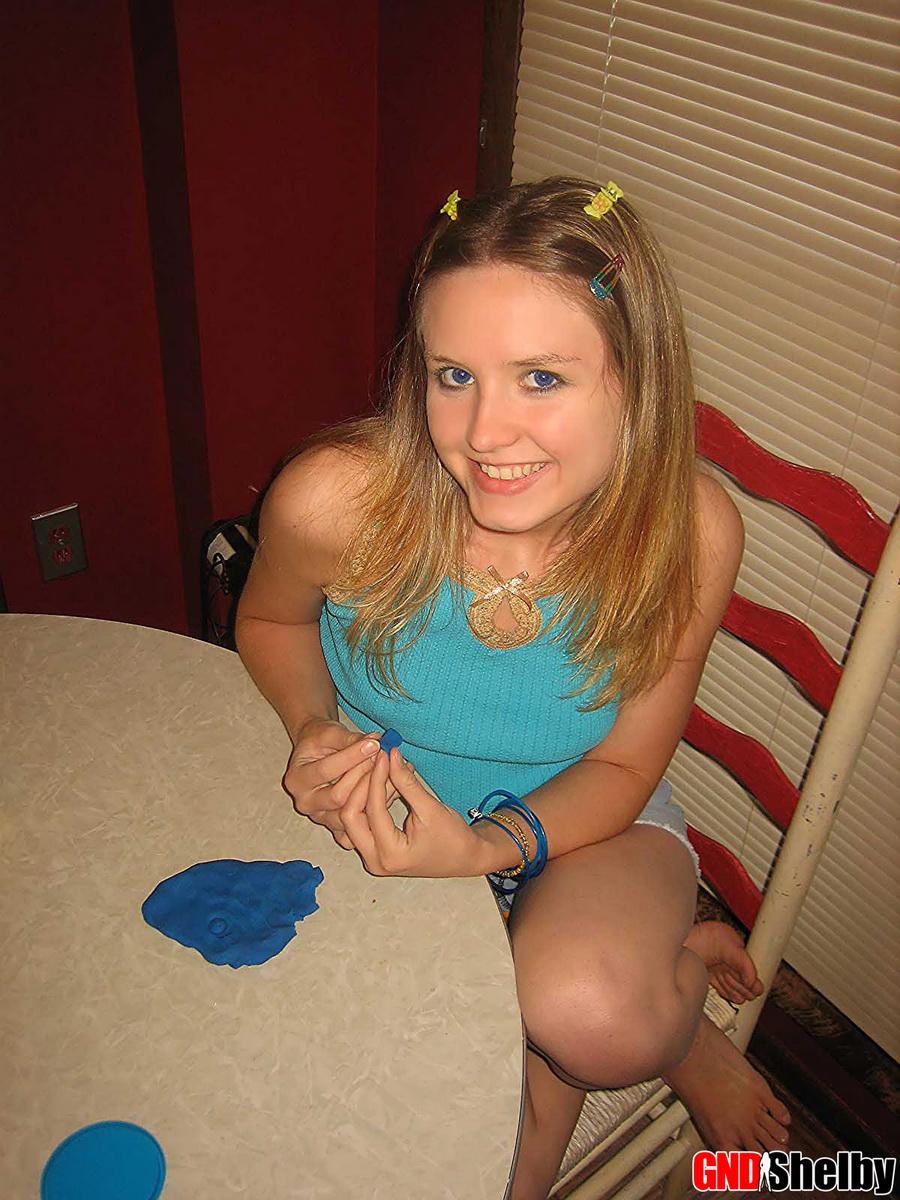 Cute petite teen Shelby strips naked after she plays with Play-Doh #58761074