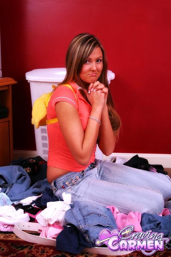 Pictures of Craving Carmen having some fun with her laundry #53880875