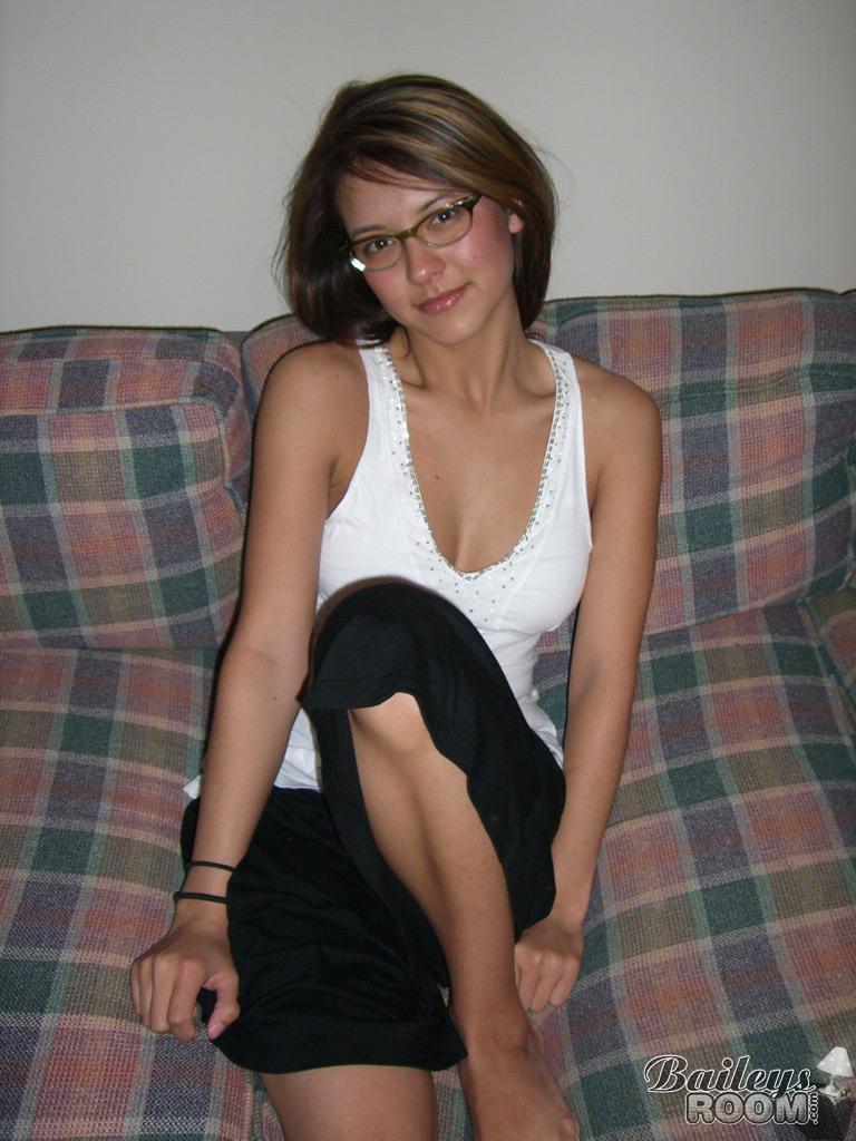 Pictures of teen Bailey's Room teasing in glasses and panties #53406089