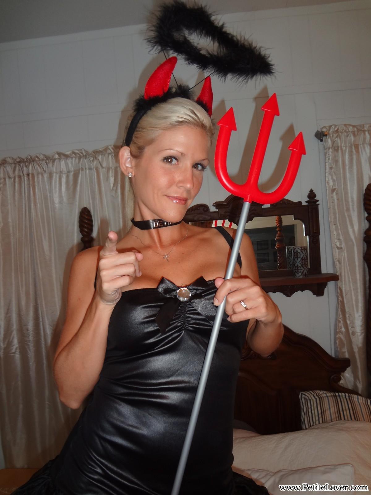 Blonde hottie Jolene dresses up as a naughty little devil for Halloween #55579411