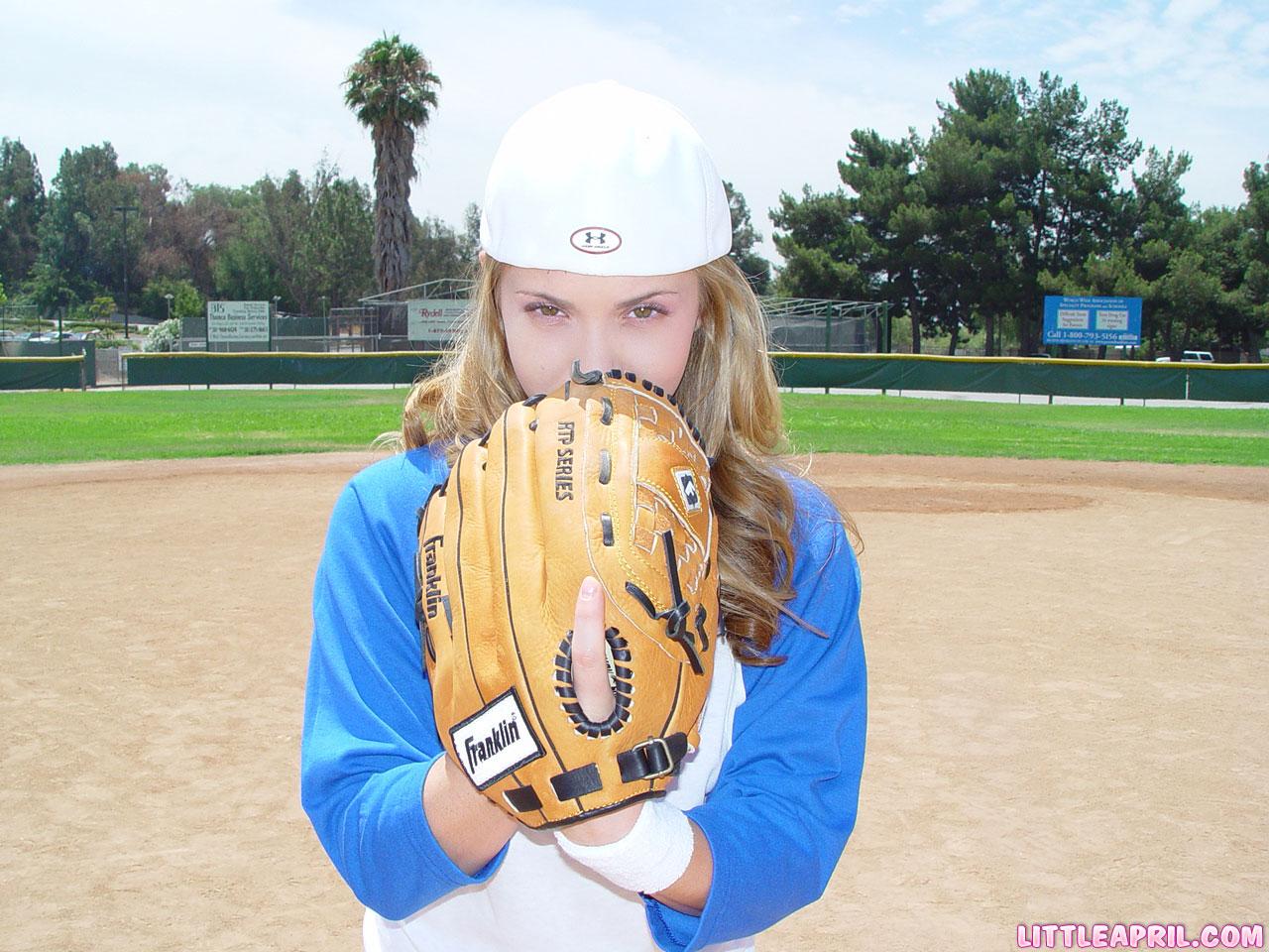 Little April gets horny during her ballgame and has to take a break to masturbate #58992704