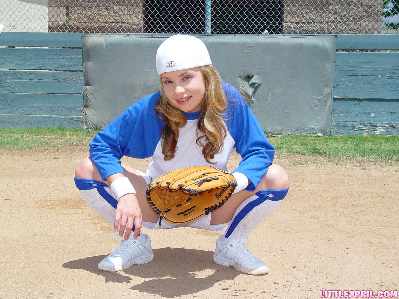 Little April gets horny during her ballgame and has to take a break to masturbate #58992739