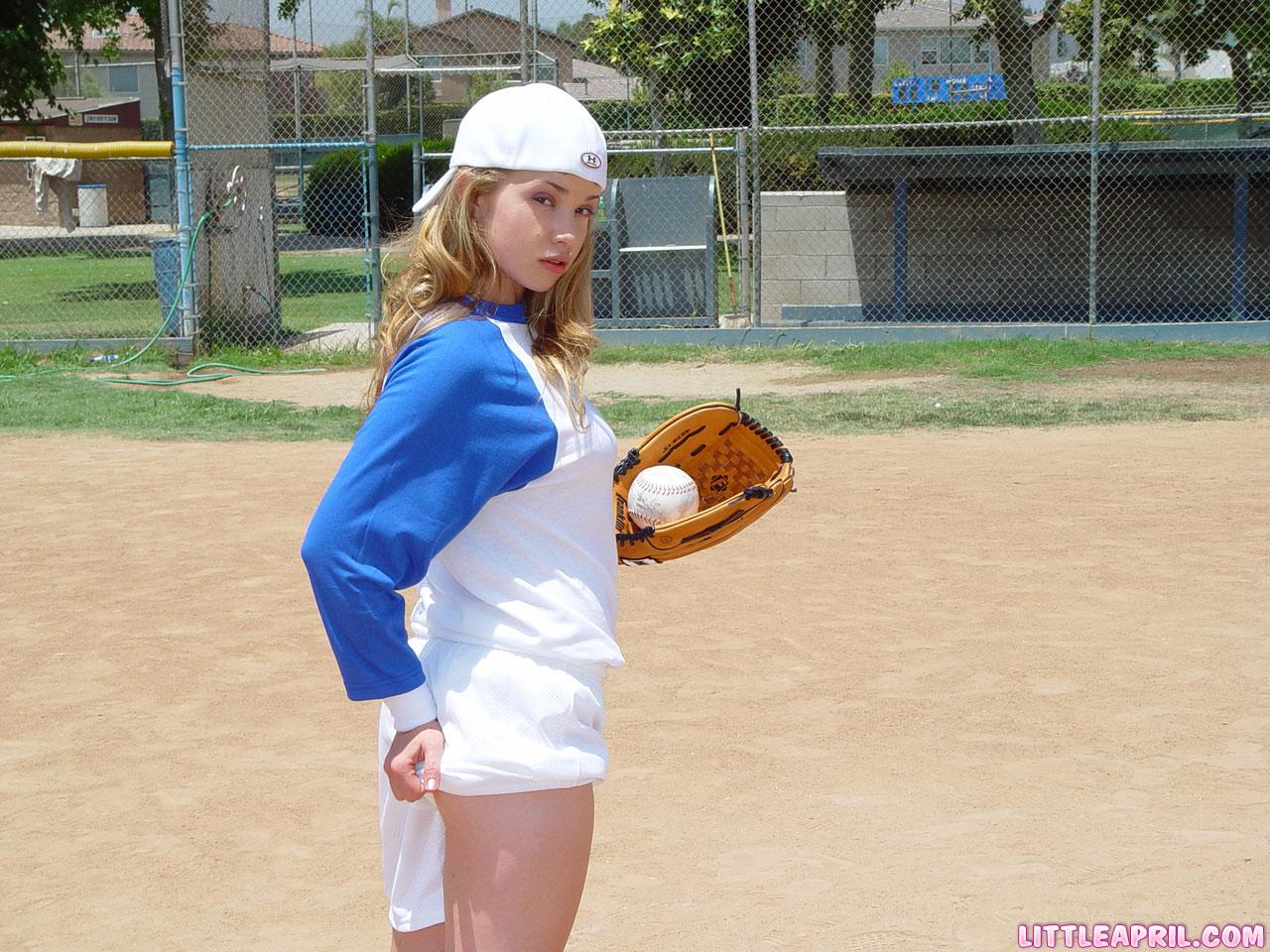 Little April gets horny during her ballgame and has to take a break to masturbate #58992952