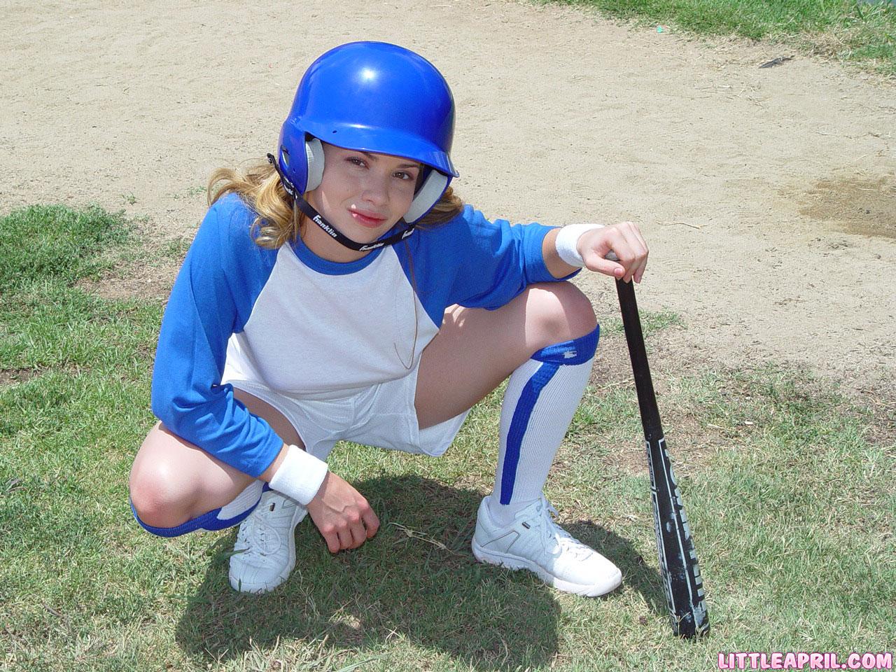 Little April gets horny during her ballgame and has to take a break to masturbate #58992986