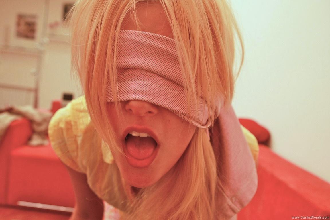 Pictures of Sasha Blonde sucking a cock blindfolded #59935548