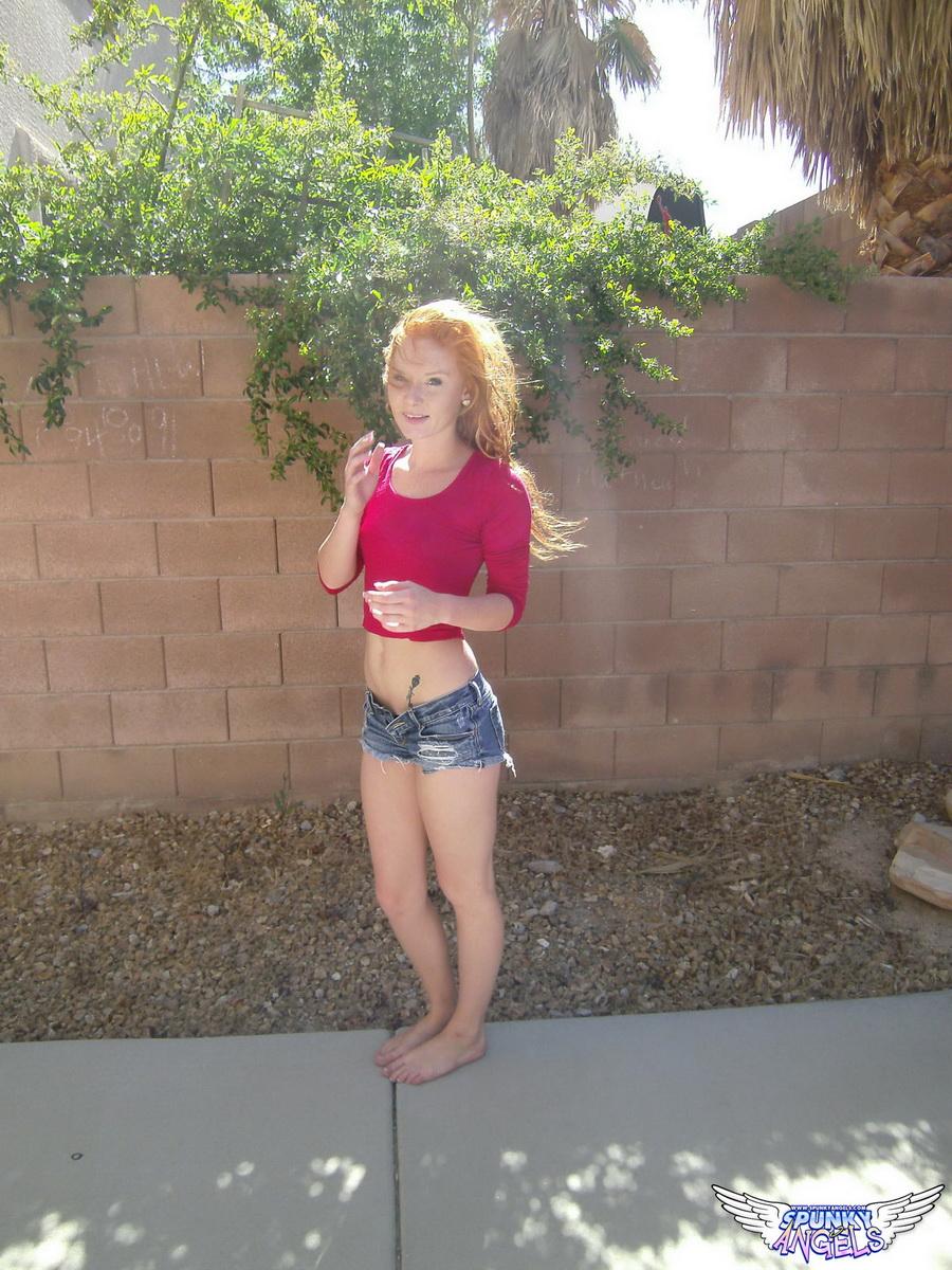 Redhead teen Alex Tanner flashes her hot tight body outside #52950876