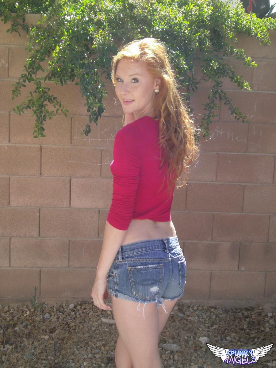 Redhead teen Alex Tanner flashes her hot tight body outside #52951011