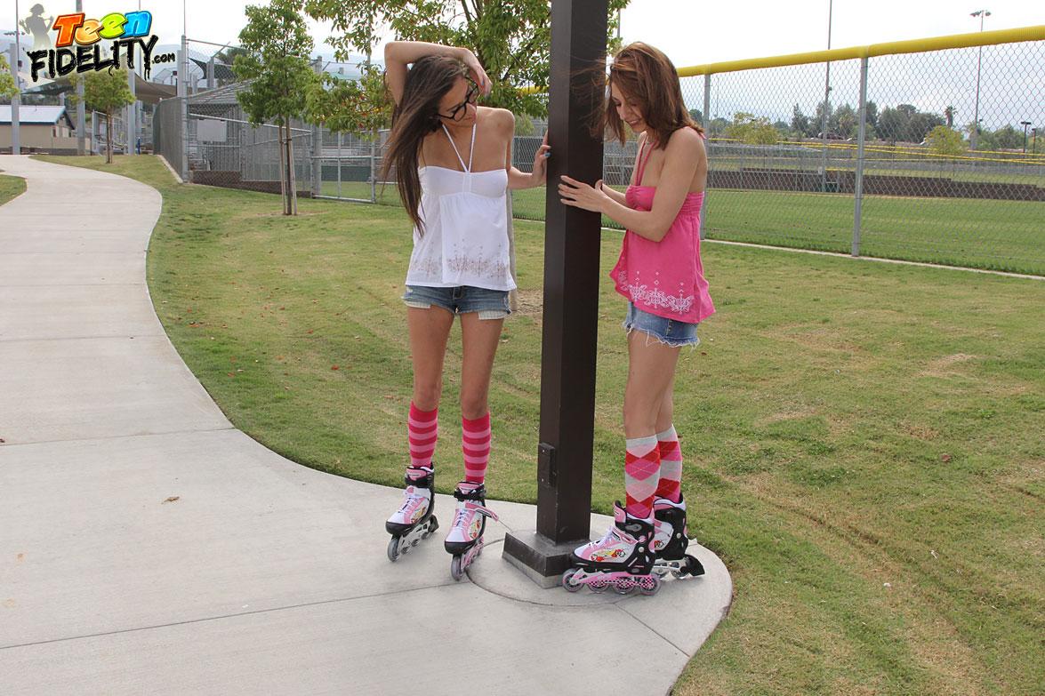 April O'Neil and Lexi Bloom get picked up while rollerblading and taken home for some rough sex #53263076