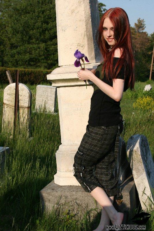 Liz hangs out at a cemetary #59036495