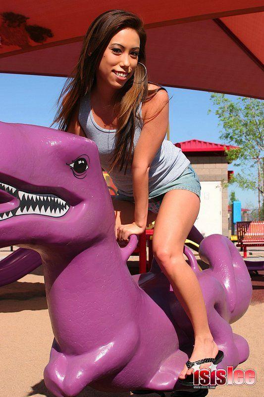 Pictures of teen chick Isis Lee flashing at a park #54946545