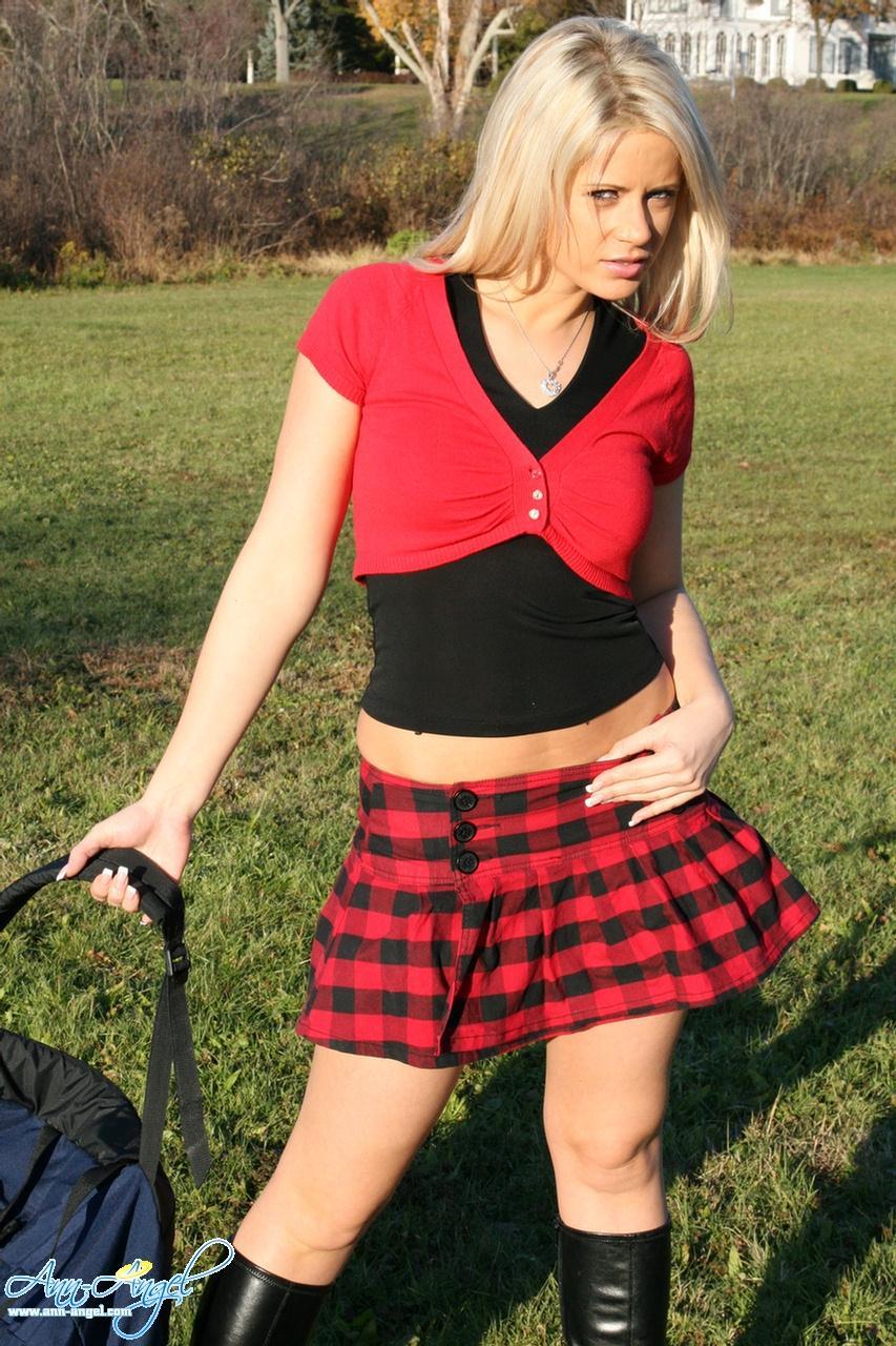 Pictures of Ann Angel looking hot in a red schoolgirl outfit #53218186