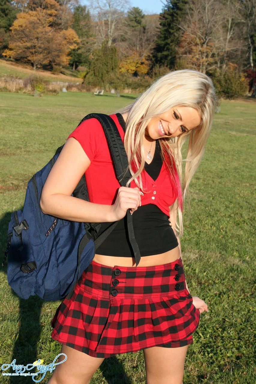 Pictures of Ann Angel looking hot in a red schoolgirl outfit #53218325