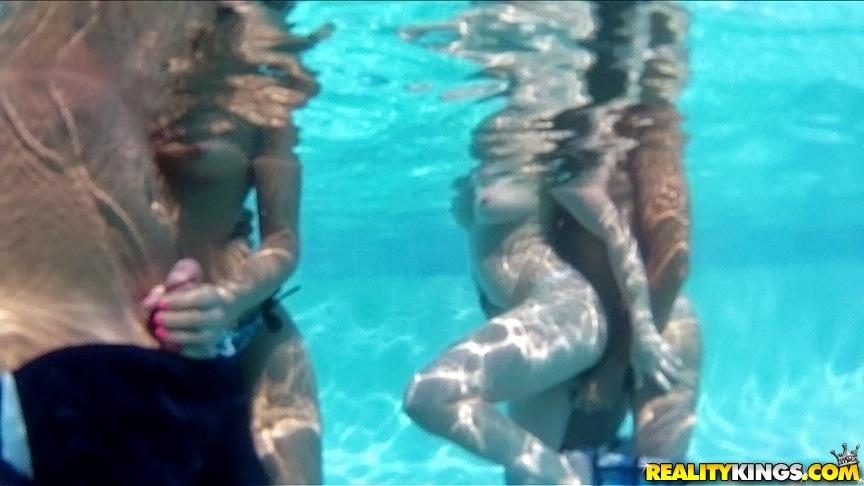 Hot euro teens Nesty and Coco enjoy a steamy sex party by the pool #53848170