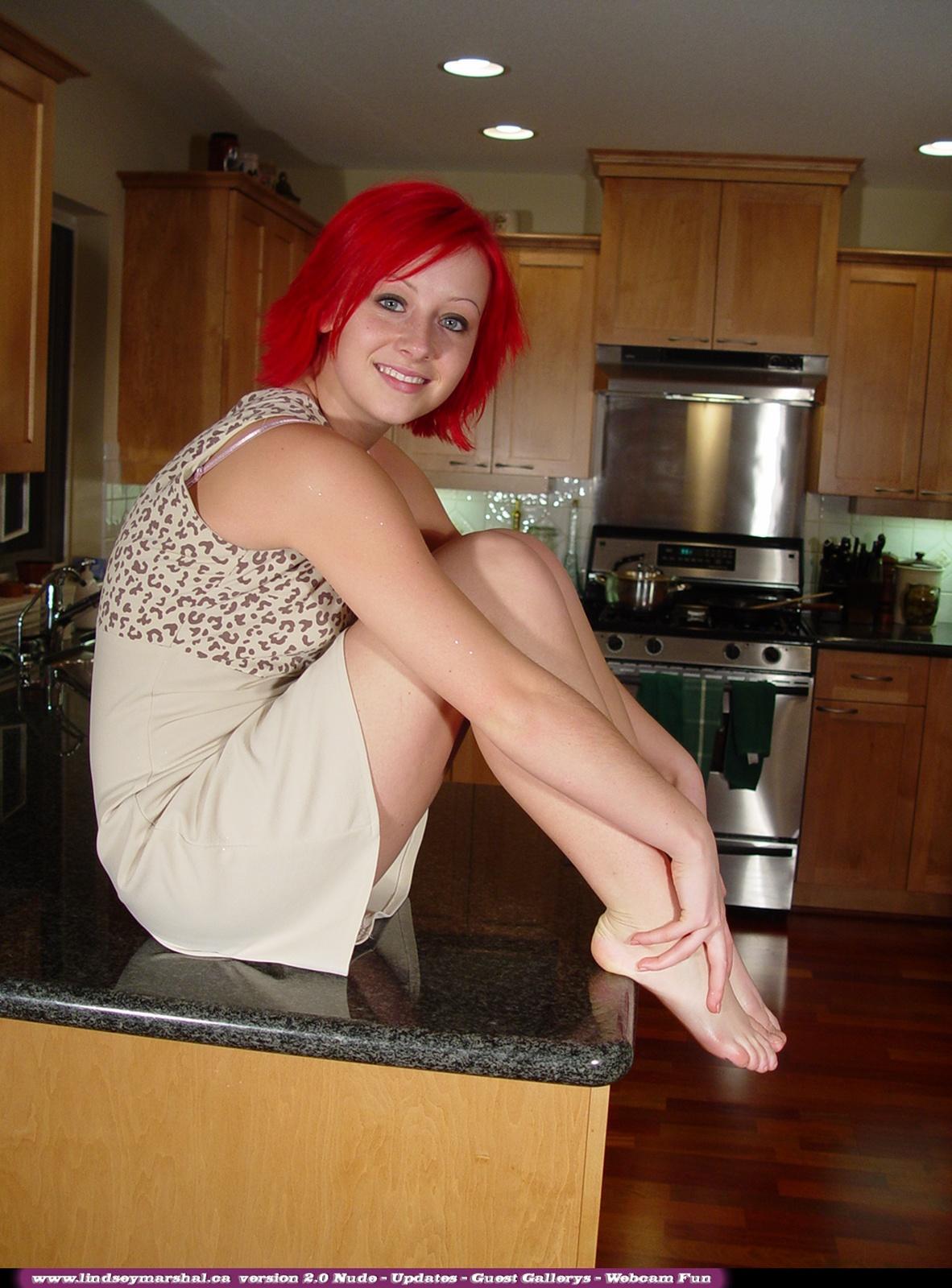 Pictures of Lindsey Marshal getting naked on the kitchen counter #58976649