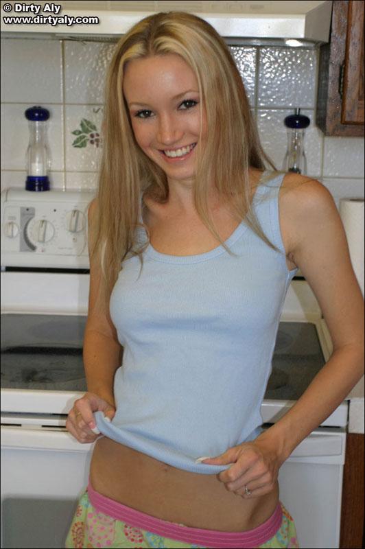 Dirty Aly gets topless for you in the kitchen #54082198