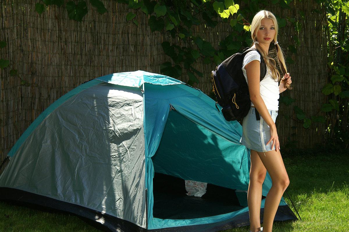 Gorgeous blonde teen Mina gets turned on by the great outdoors in "Tented camp" #59566471