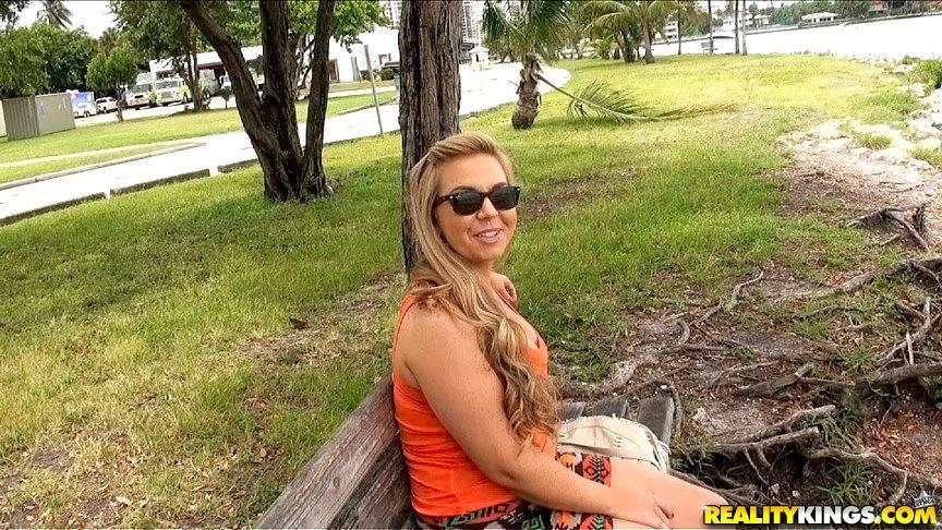 Blonde girl Cameron Blake gets picked up at a park for some hot sex #60825947