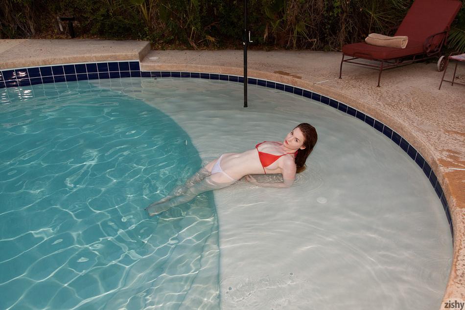 Redhead teen Holly Steele gets all wet for you in the pool #54816682
