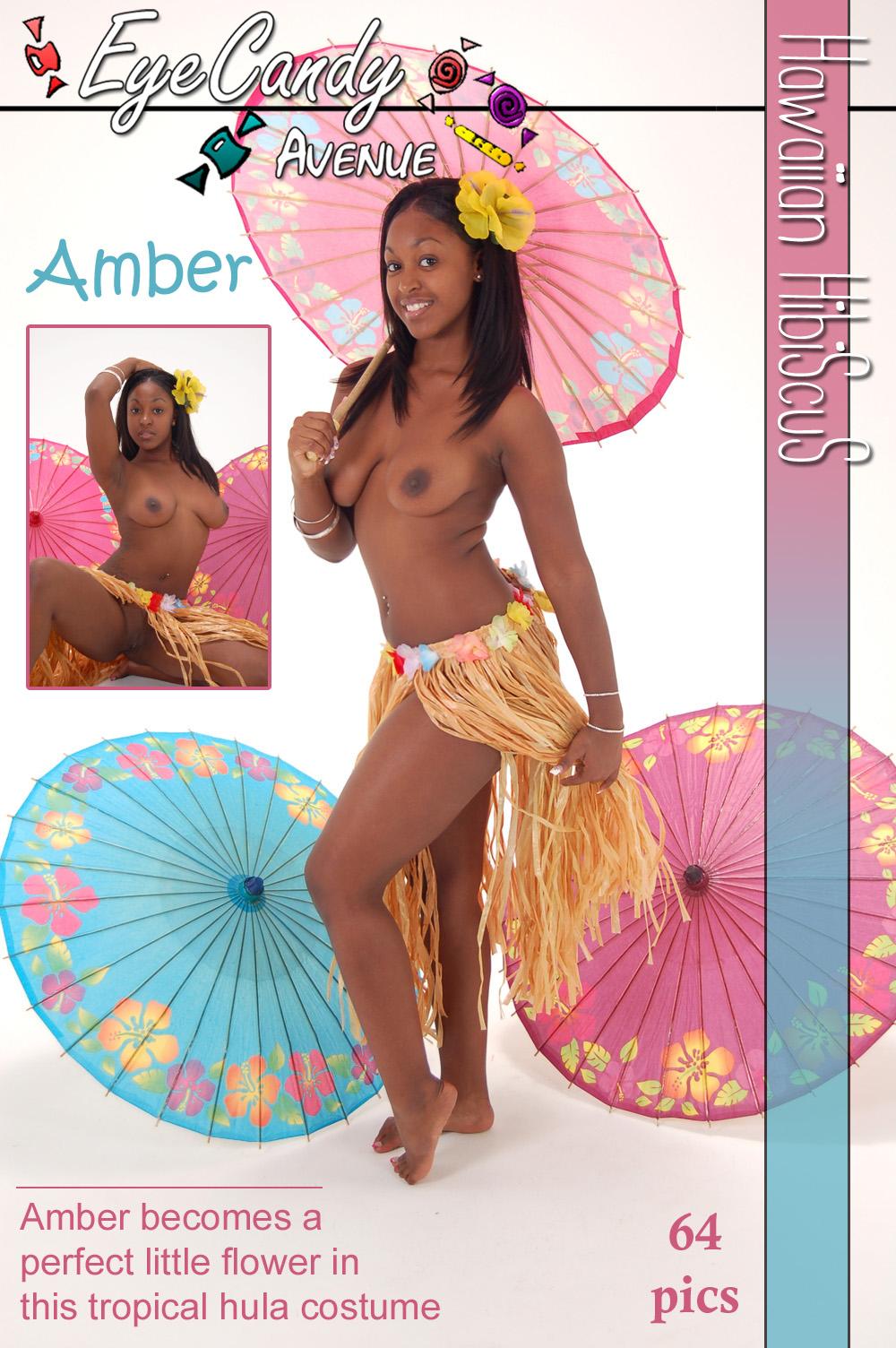 Ambra, modella ebana, è una perfetta ragazza hula tropicale
 #53085888