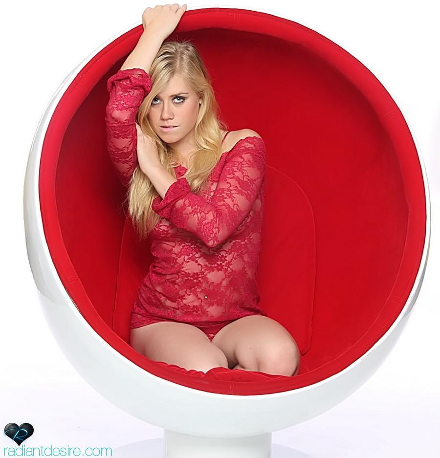Pics of blonde teen Meg teasing in a 70s style ball chair #60770318