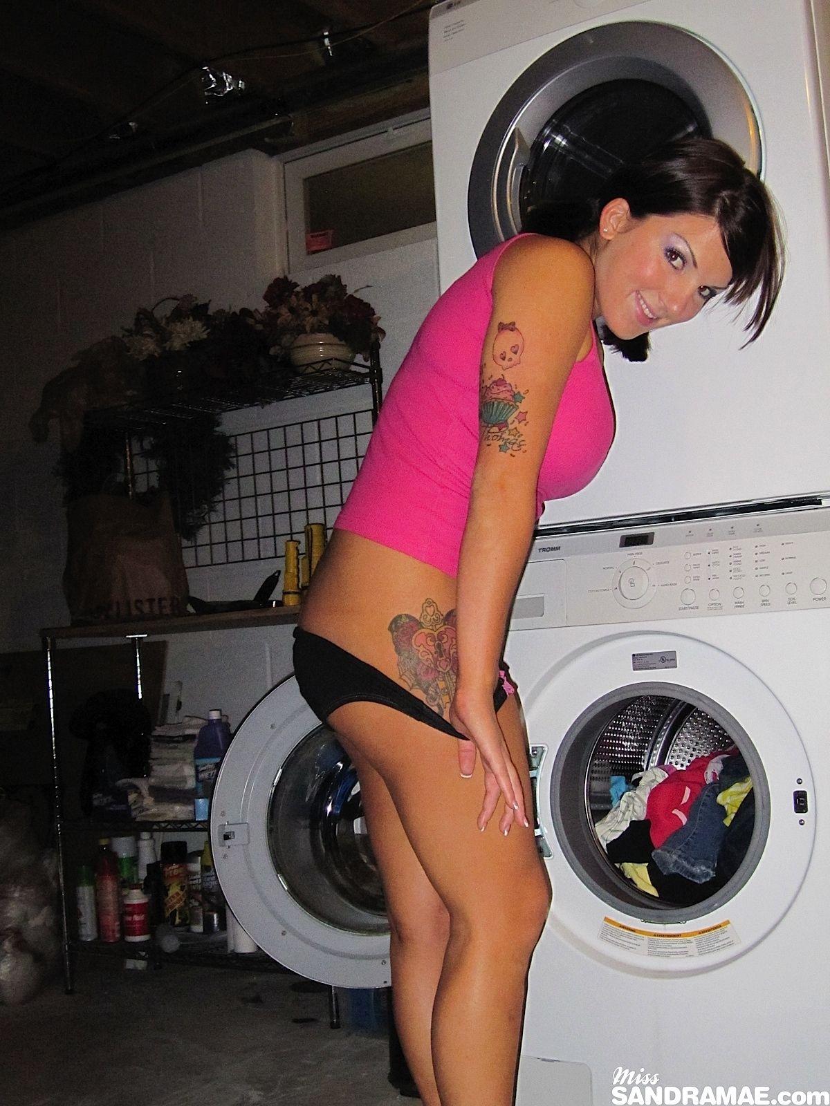Pictures of teen cutie Miss Sandra Mae getting naughty on laundry day #59901524