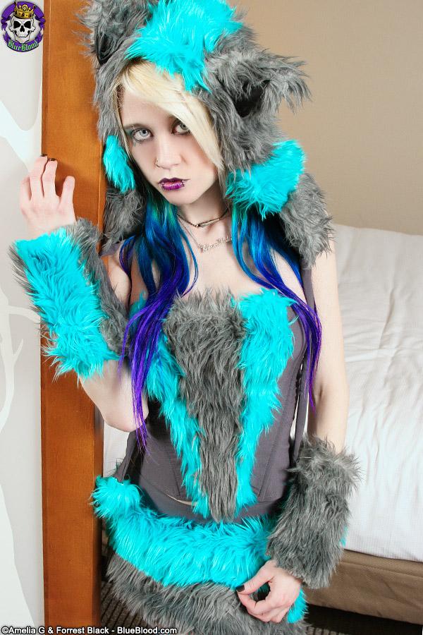 Adorable petite raver Kitty Girl Miaa dreses up as a furry for you #60366730