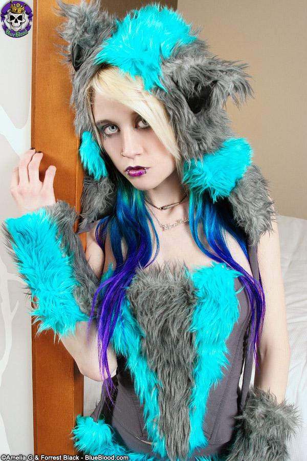 Adorable petite raver Kitty Girl Miaa dreses up as a furry for you #60366780
