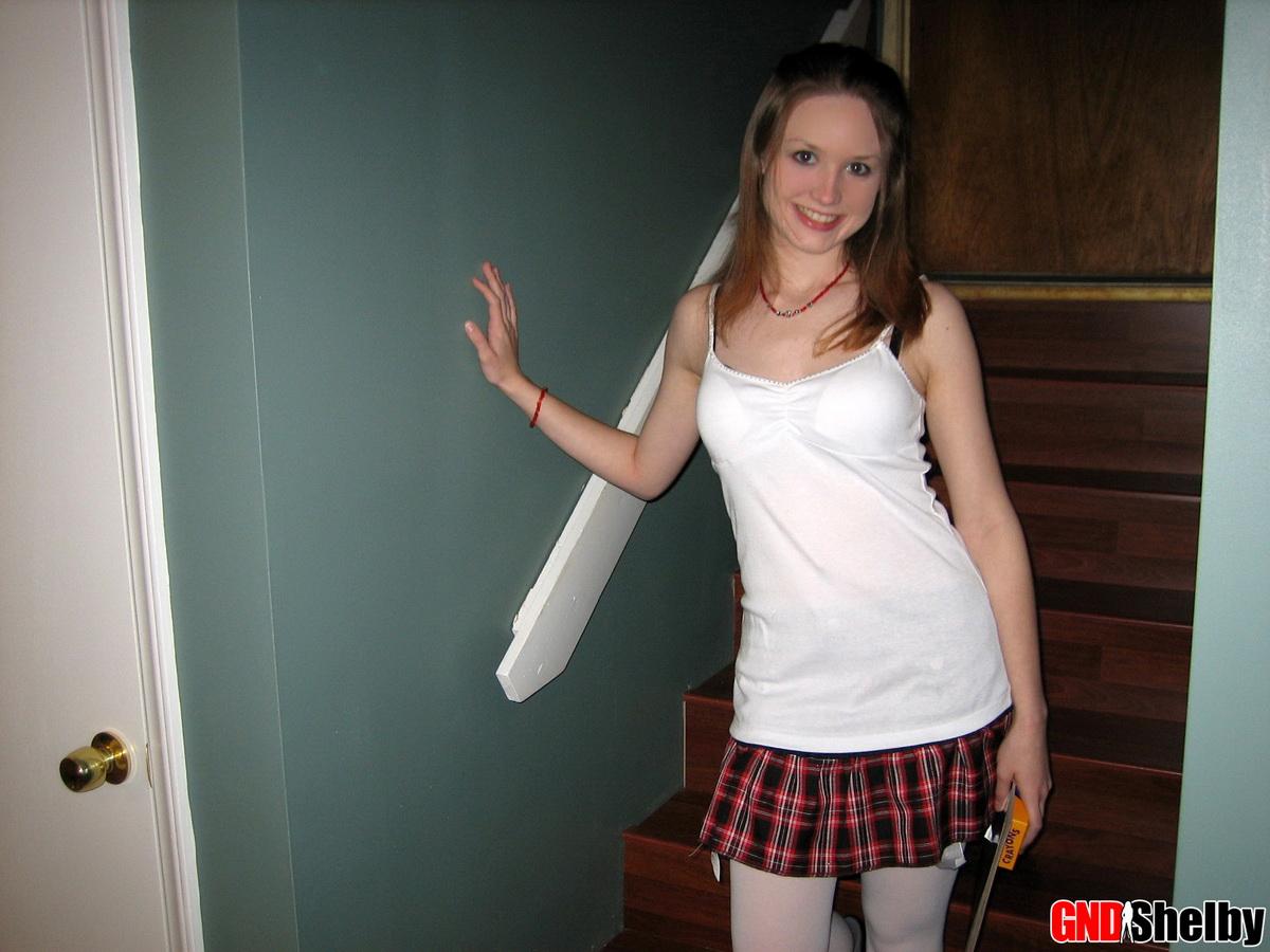 Hot schoolgirl Shelby isnt shy as she strips out of her innocent uniform #58760984