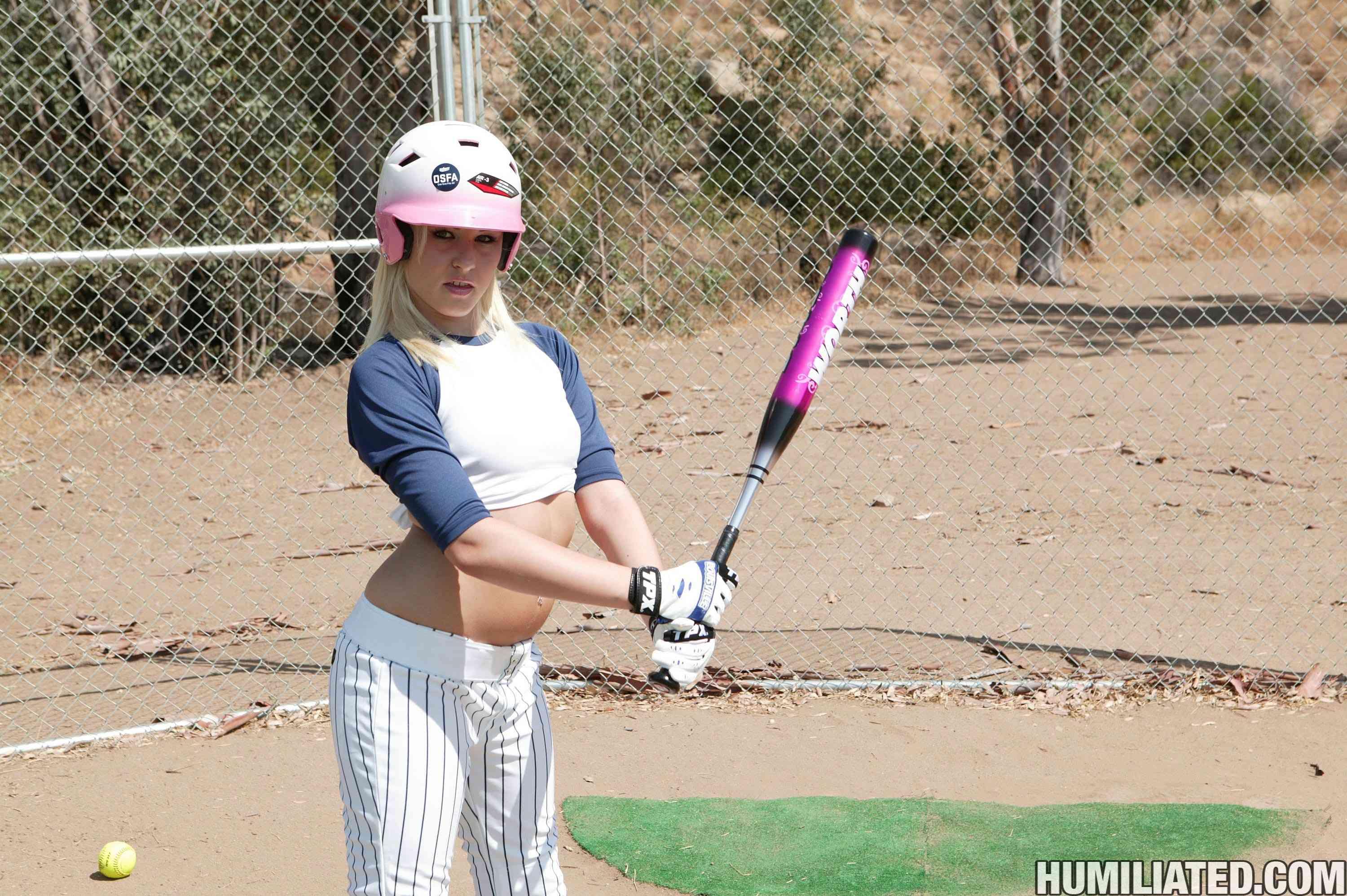 Blonde teen Kati Summers gets tied up and fucked on softball field! #60347000