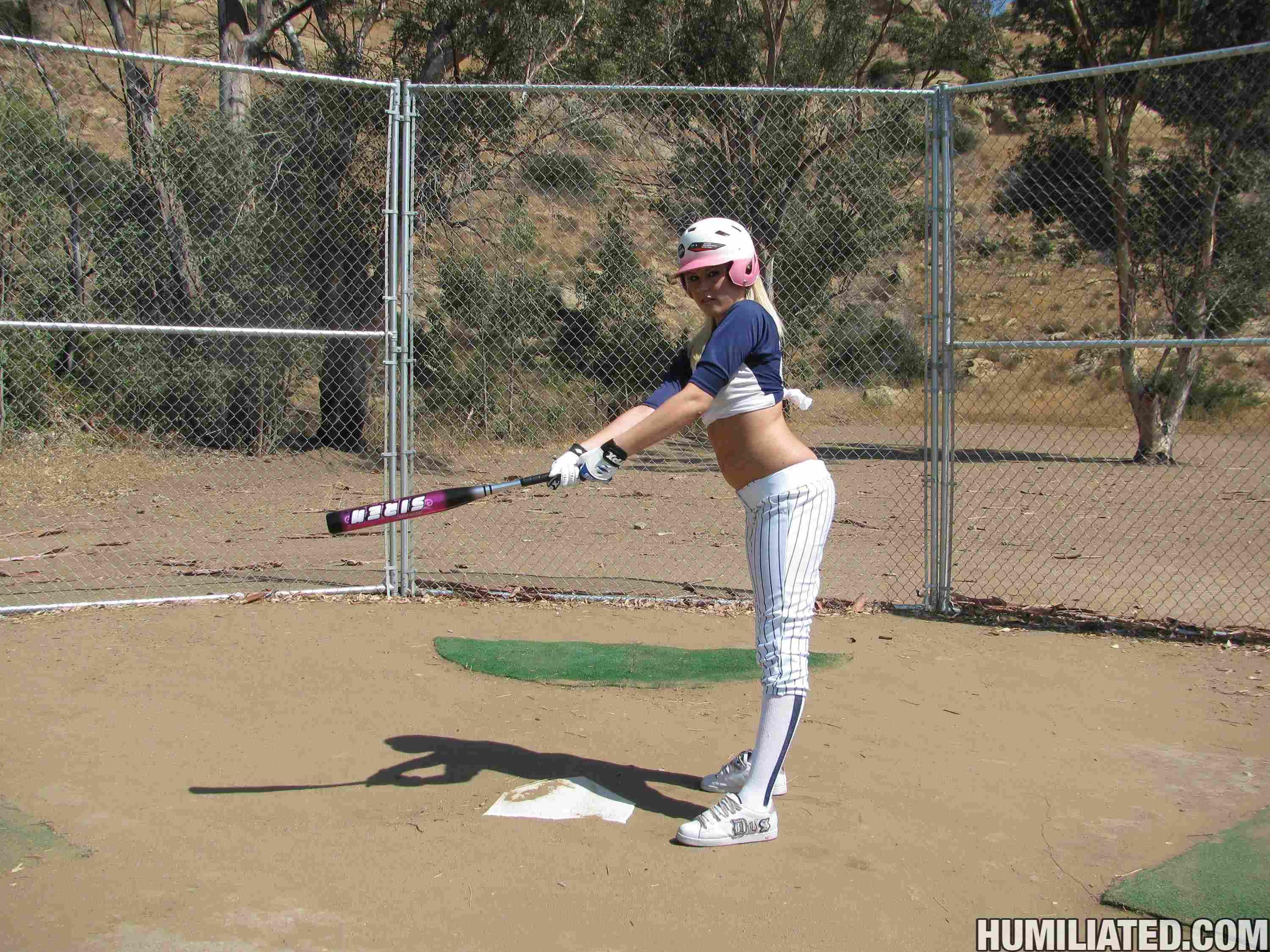 Blonde teen Kati Summers gets tied up and fucked on softball field! #60347039