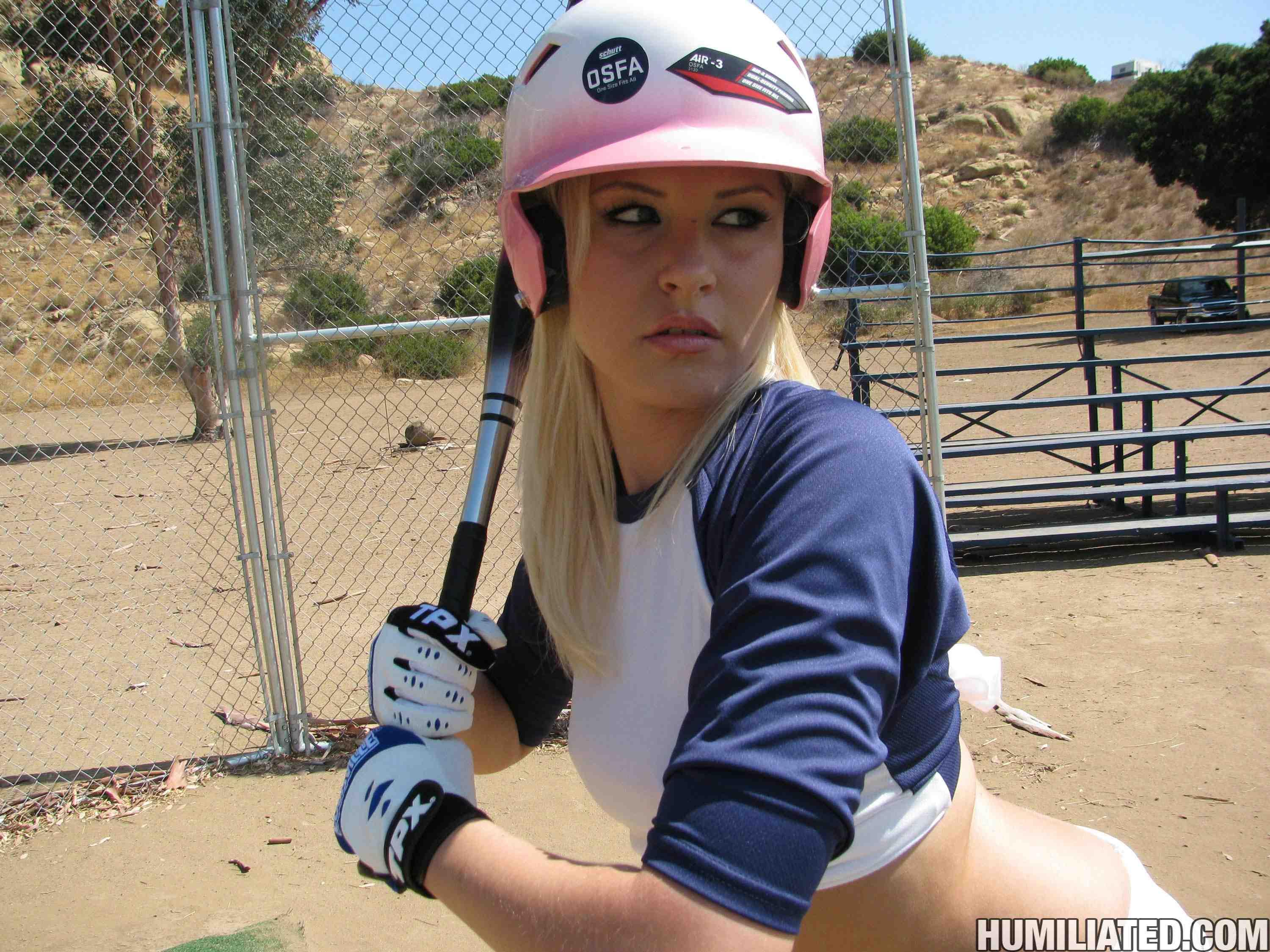 Blonde teen Kati Summers gets tied up and fucked on softball field! #60347050