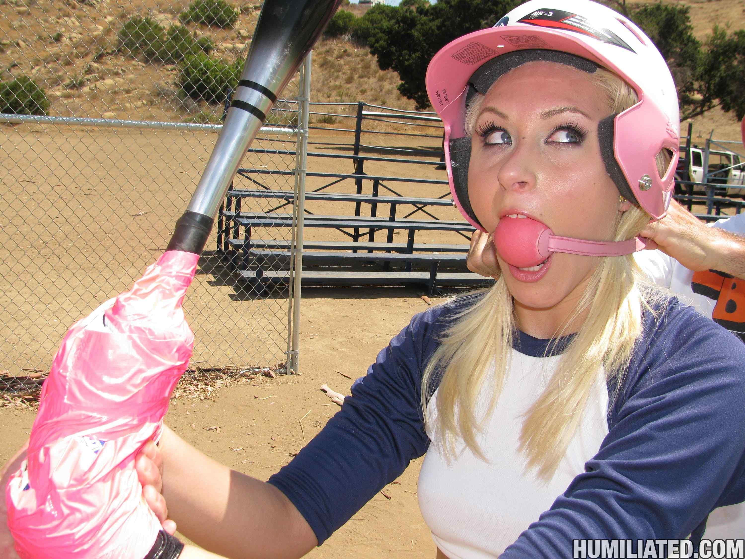 Blonde teen Kati Summers gets tied up and fucked on softball field! #60347066